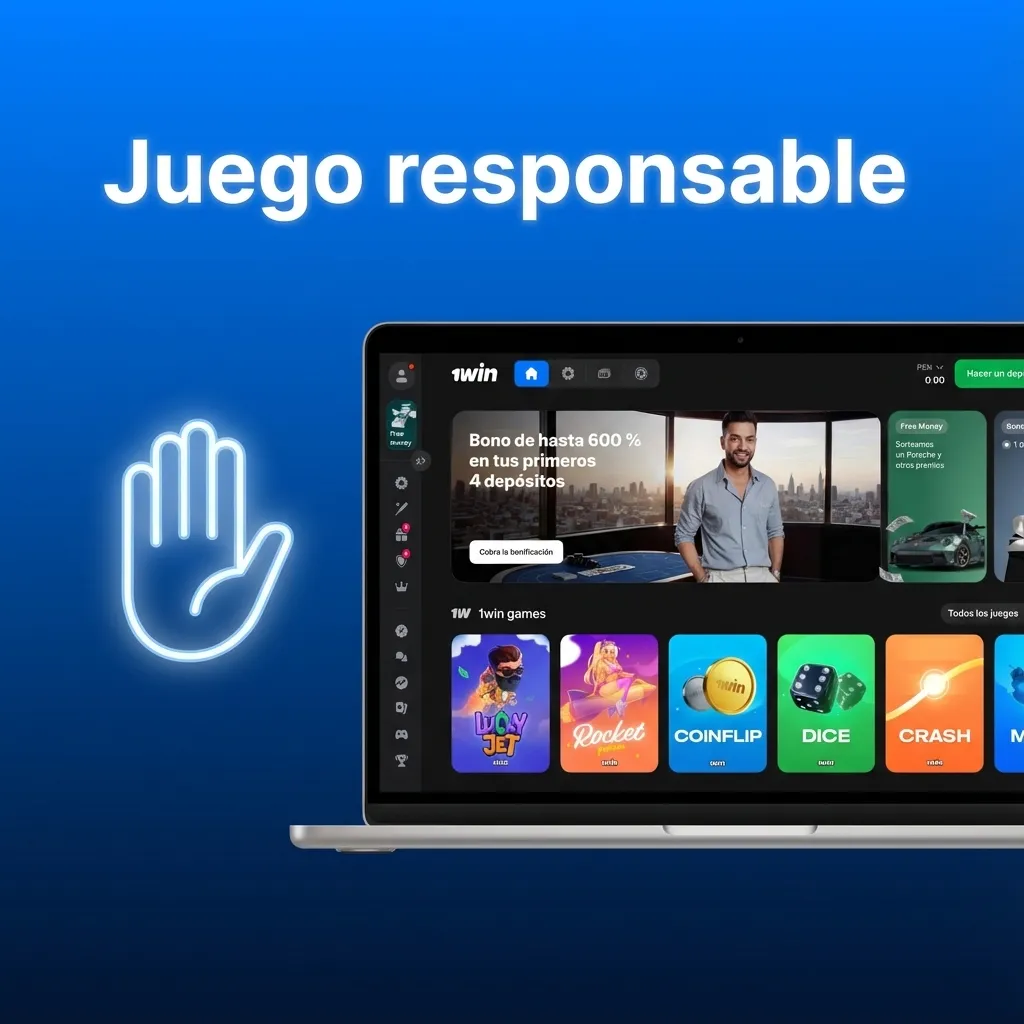 Ilustración sobre juego responsable con iconos de control de tiempo, presupuesto y advertencias de apuestas seguras