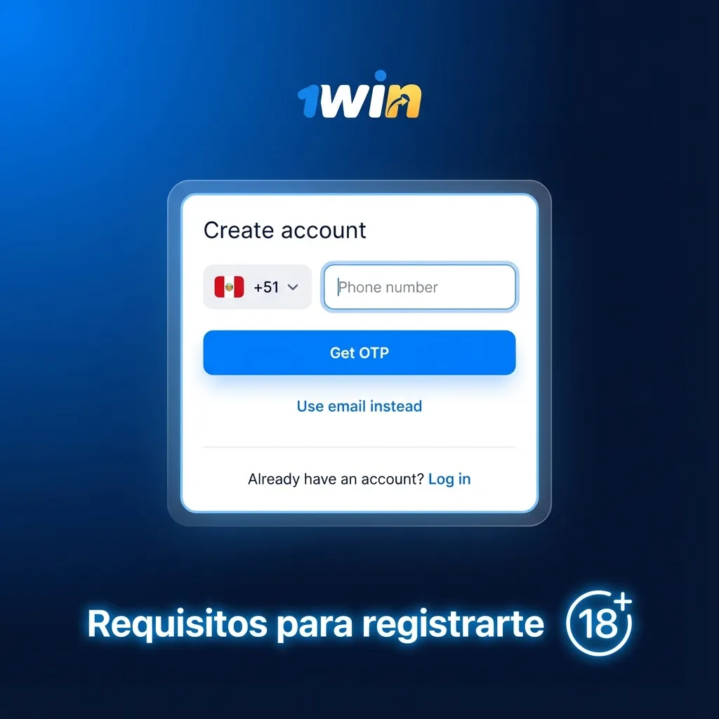Listado de requisitos para registrarse en 1win Perú, mostrando reglas de edad, datos reales y verificación de cuenta