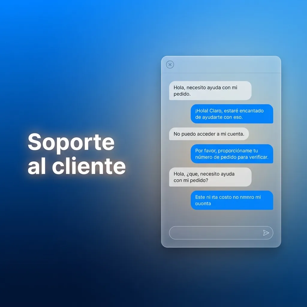 Ilustración de agente de soporte al cliente ayudando en línea, con iconos de chat, email, formulario web y redes sociales