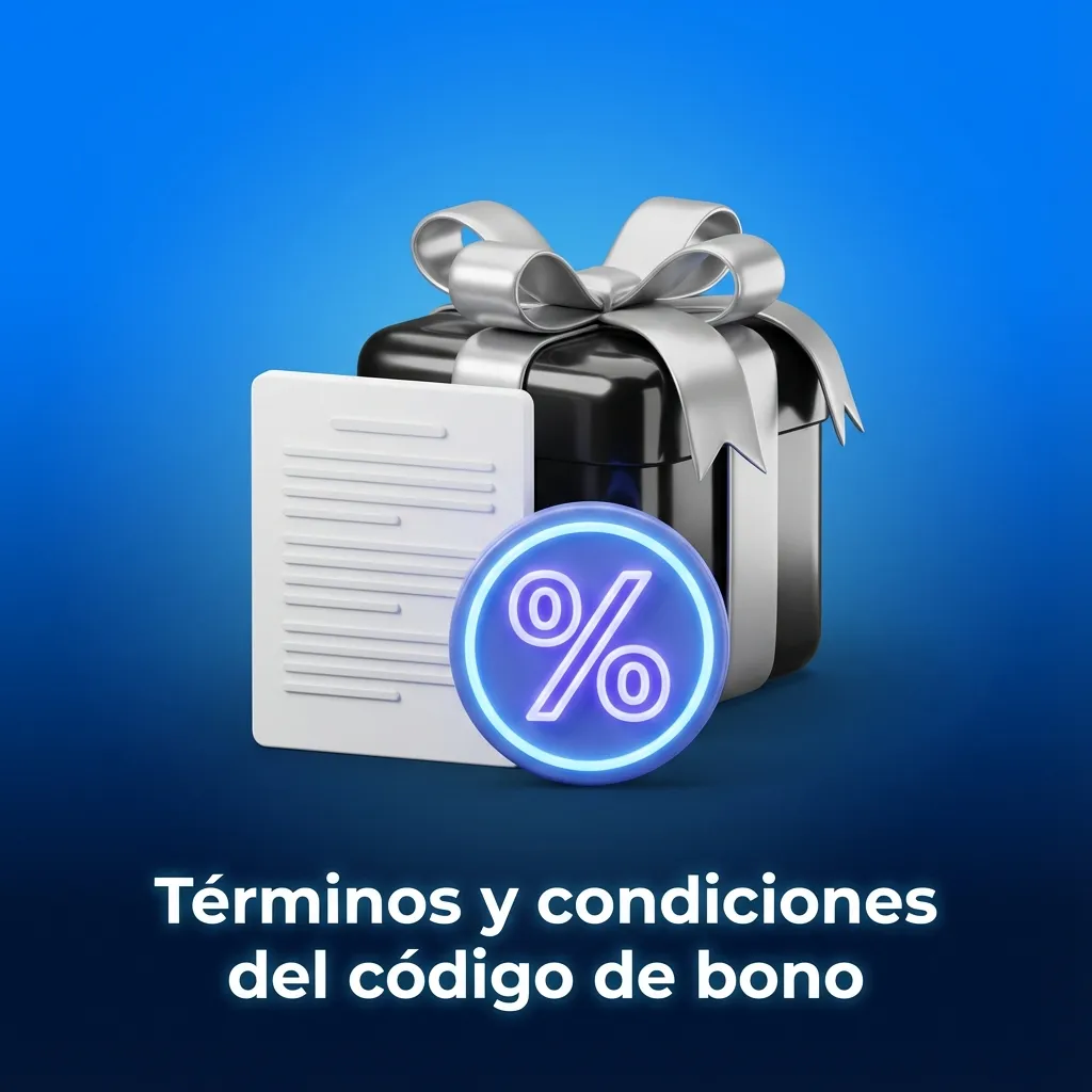 Ilustración de términos y condiciones de un código de bono 1win, con texto y lista de requisitos en español