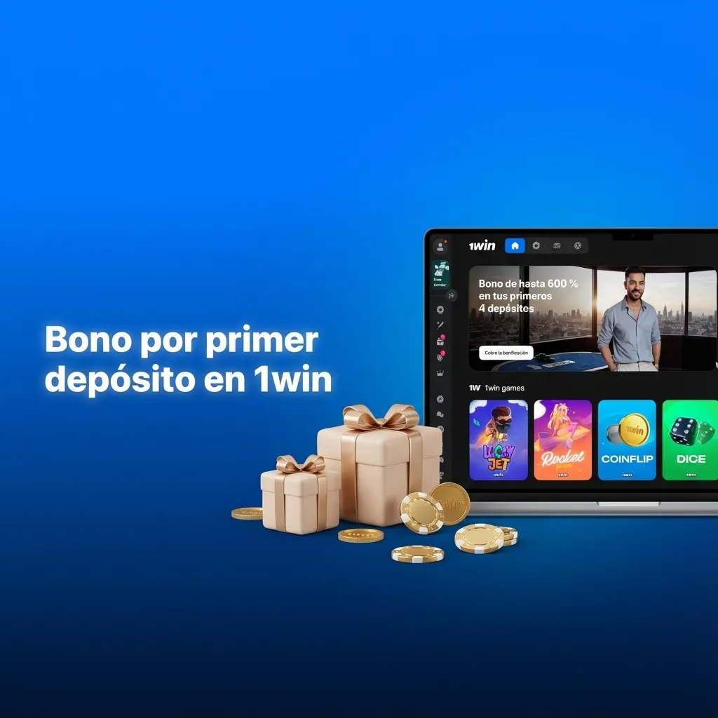 Banner promocional de 1win con texto sobre bono de bienvenida 500 % hasta 7200 PEN para primer depósito en Perú