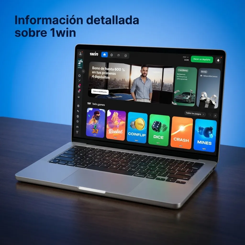 Captura de la web de 1win Perú con deportes, casino online, apuestas en vivo y mensajes de seguridad y juego responsable
