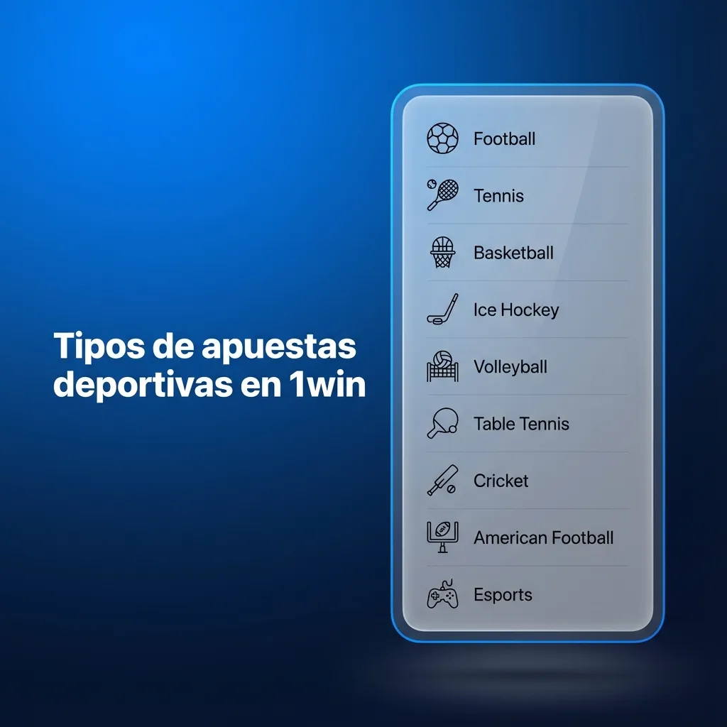 Collage de fútbol, vóley, tenis, básquet y combates con interfaz de 1win Perú mostrando tipos de apuestas deportivas