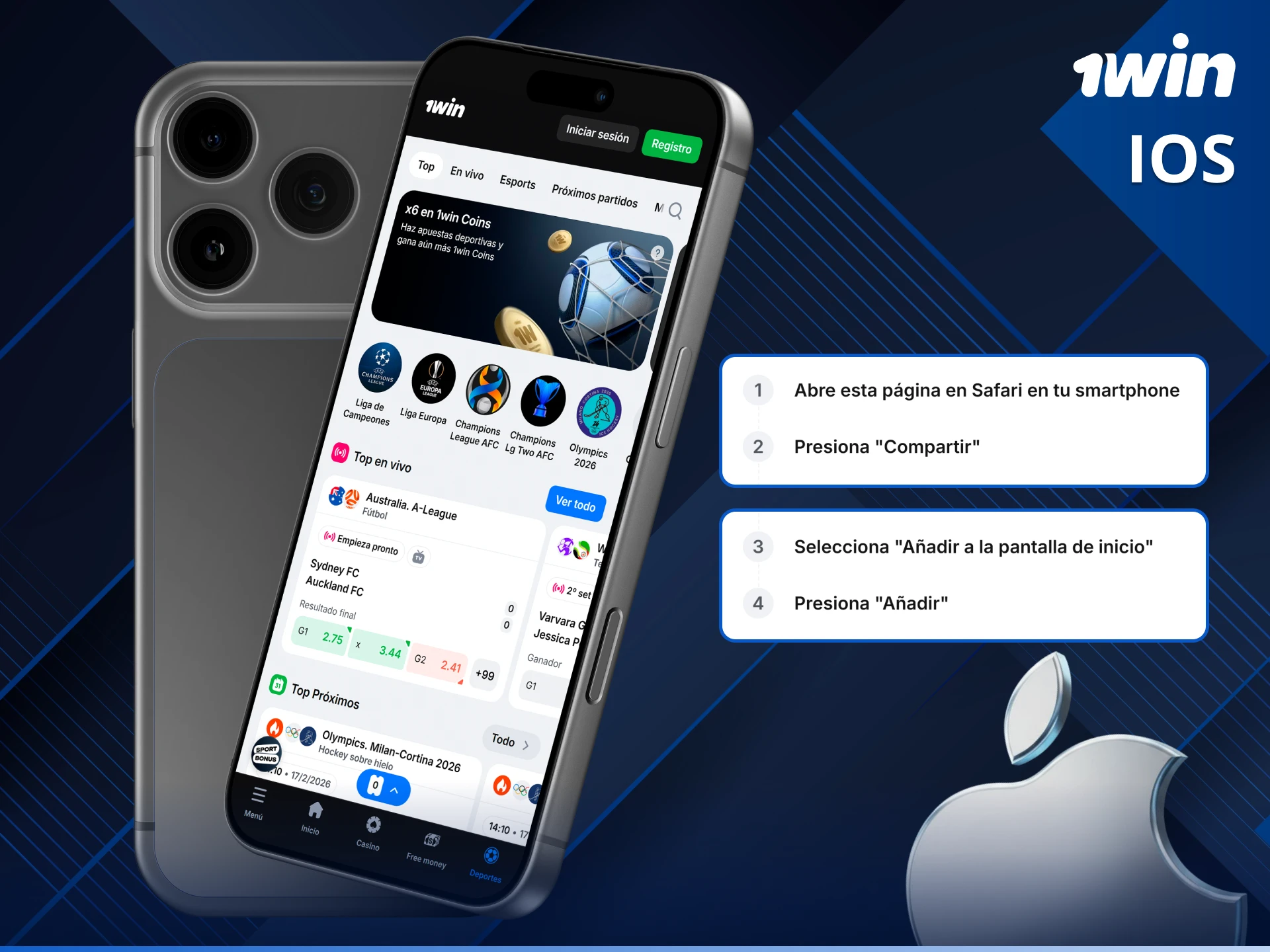 Instala la App 1win para iOS directamente en tu iPhone o iPad en Perú.