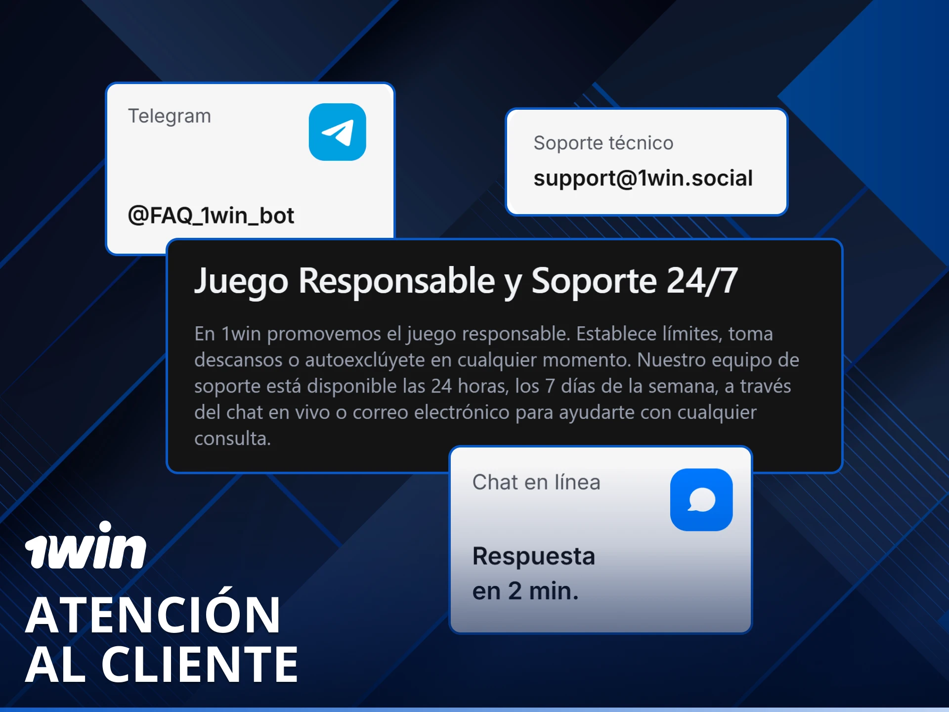Accede a los contactos y soporte al cliente de 1win para resolver tus dudas.