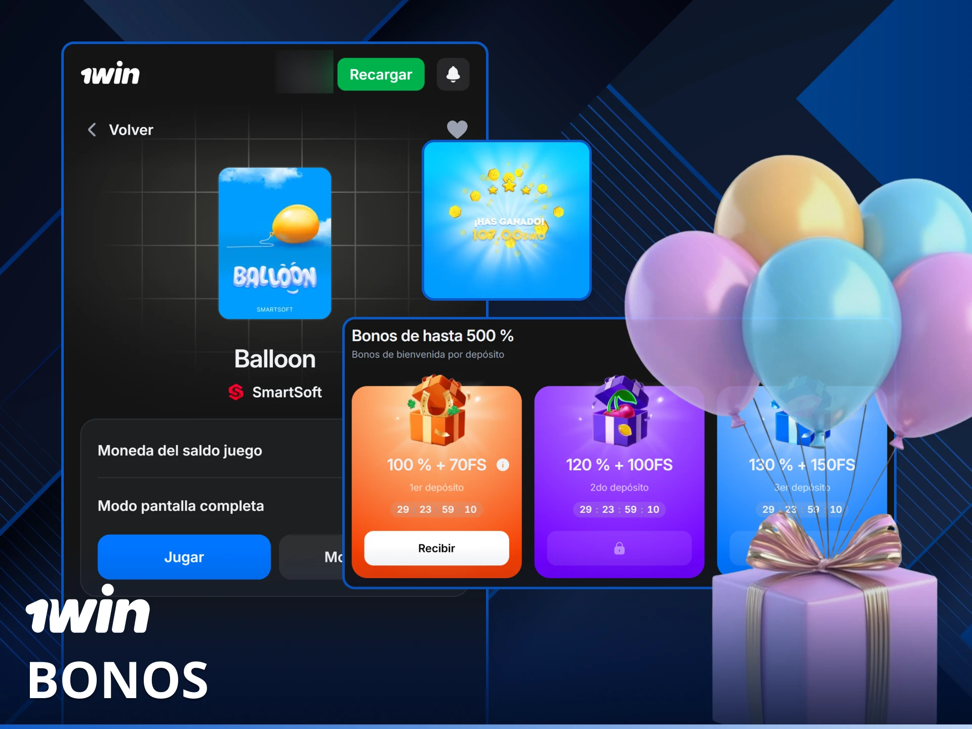 Aprovecha el bono para el juego Balloon de 1win y maximiza tus multiplicadores.