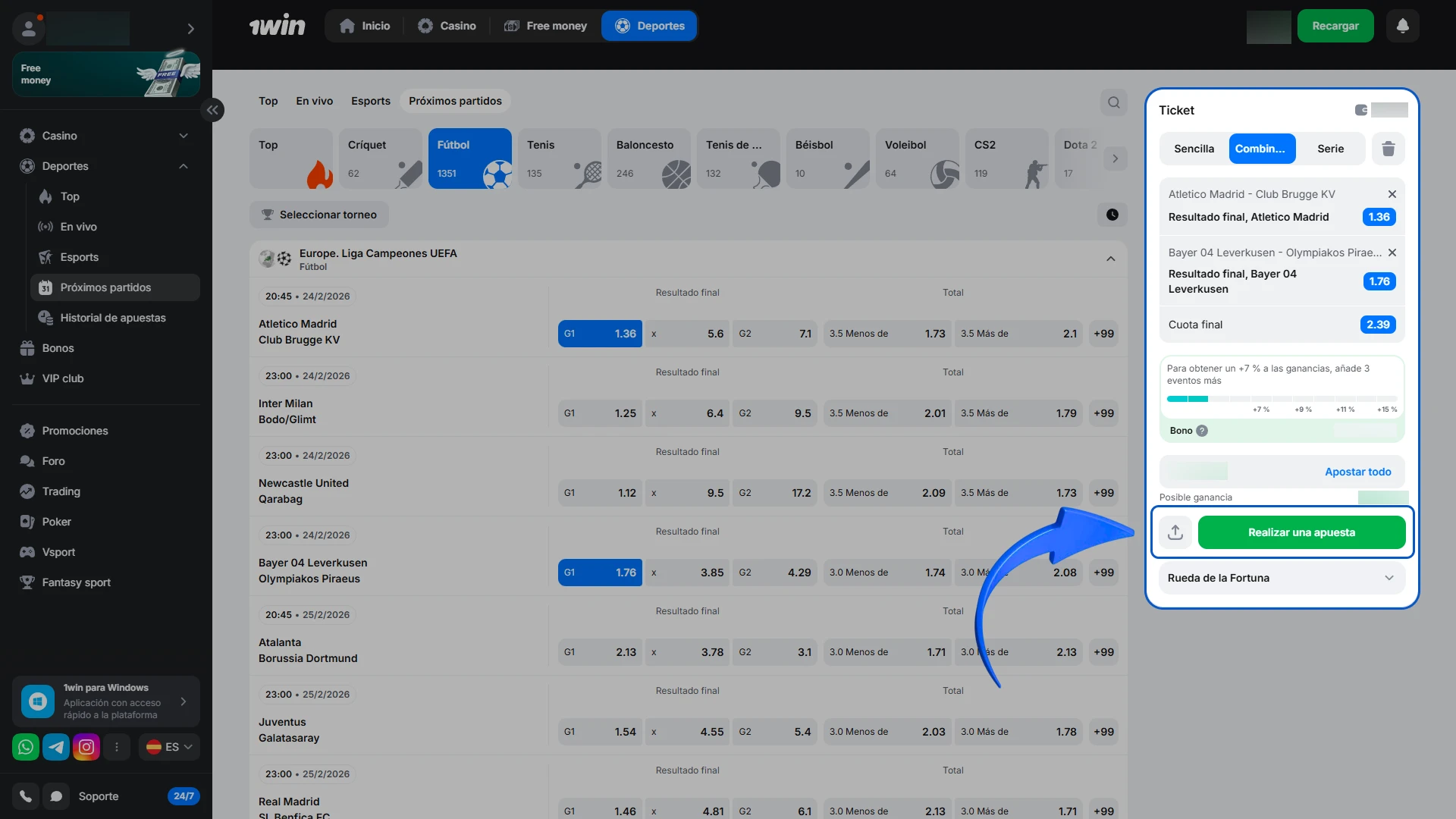 Confirma tu apuesta y sigue la jugada en tiempo real a través de 1win.