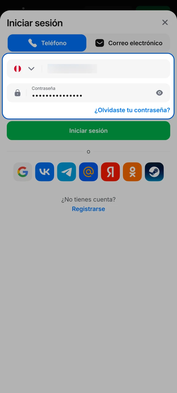 Escribe la contraseña de tu cuenta personal en el portal de 1win.
