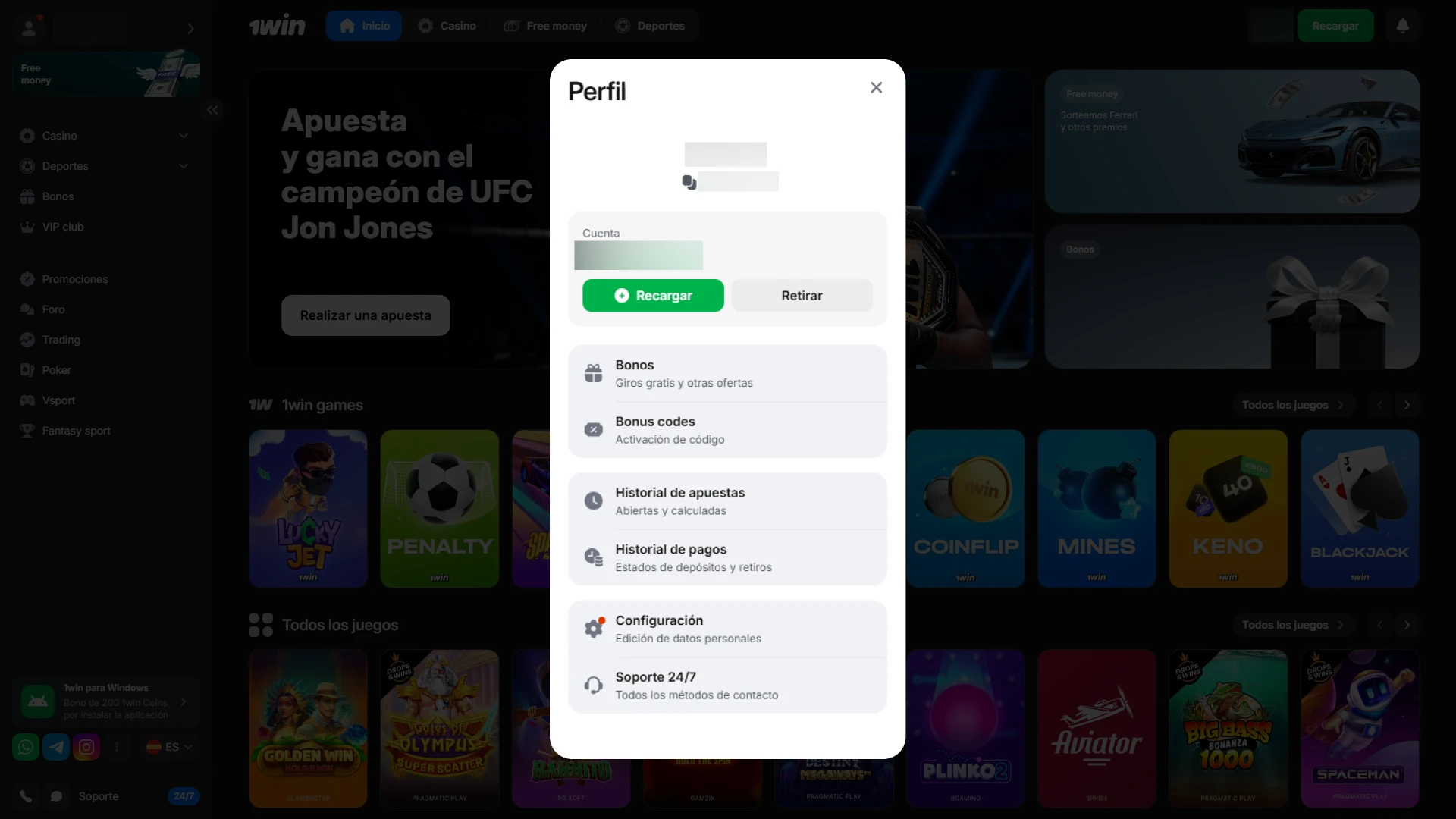 Administra tu cuenta y continúa jugando tus juegos favoritos en 1win.