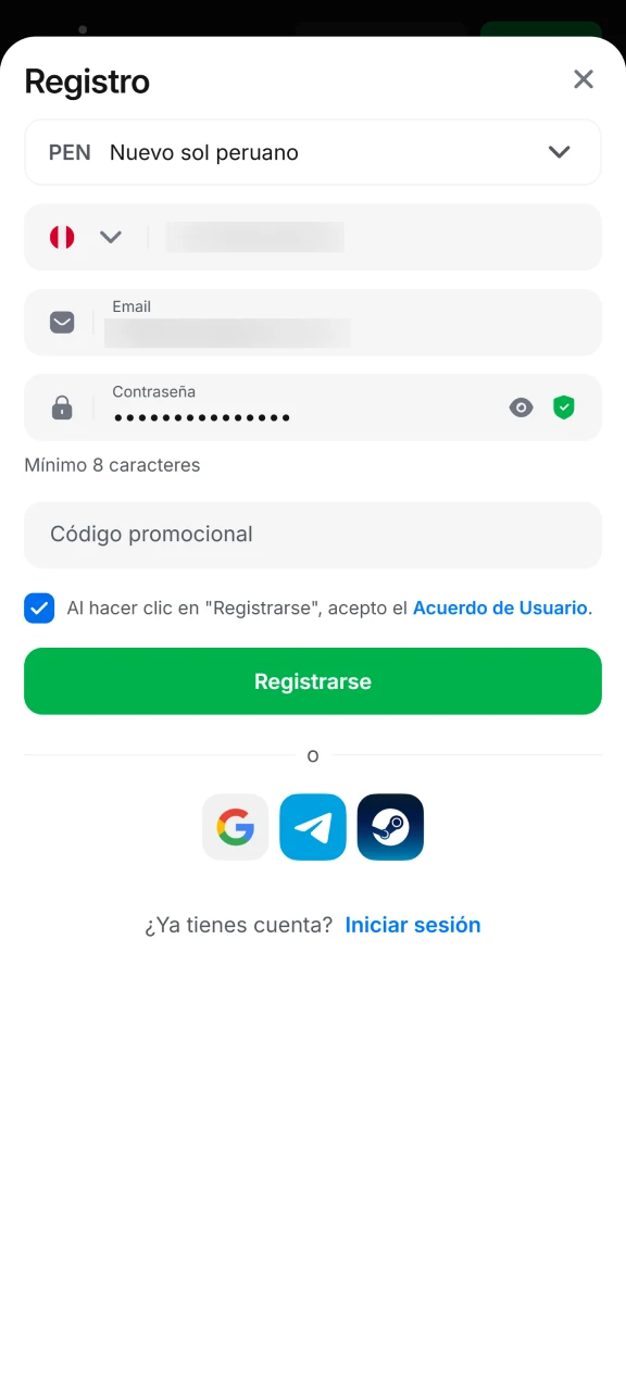 Crea una cuenta en 1win para acceder a todos los juegos disponibles en Perú.