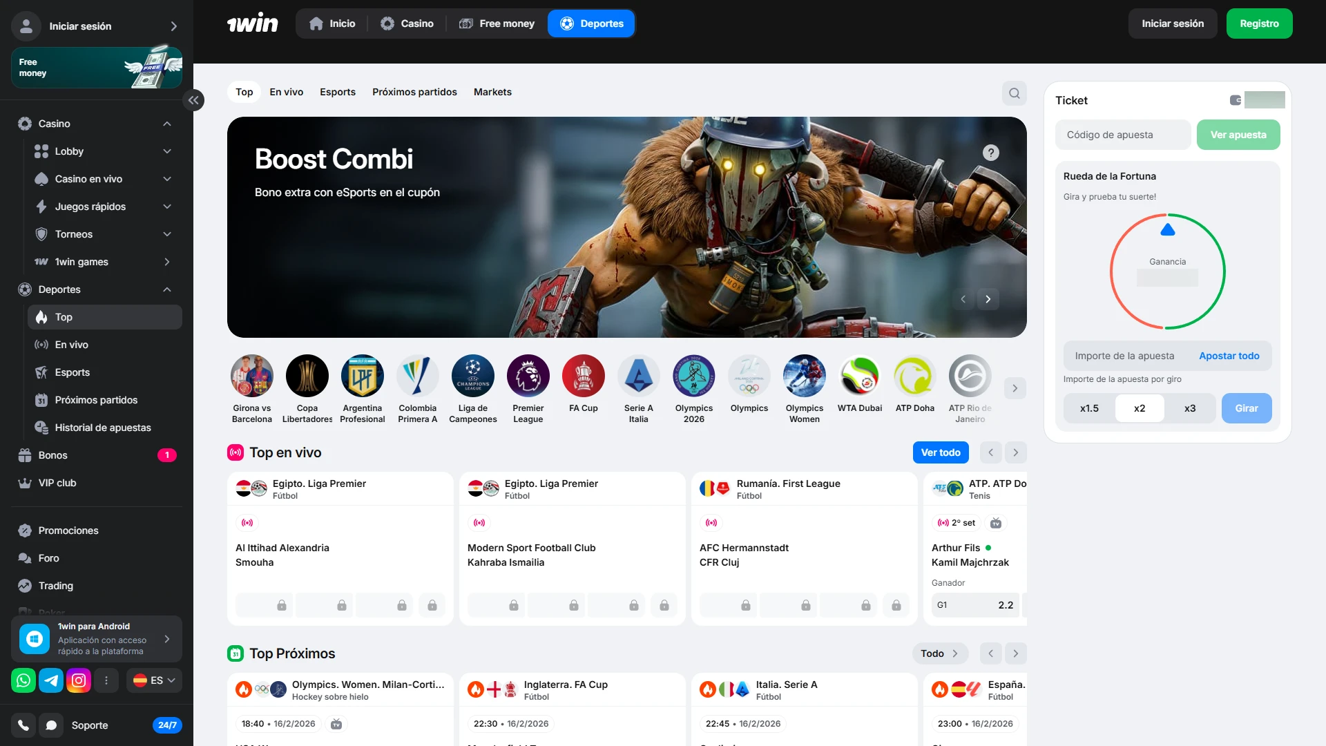 Realice sus apuestas en tus eventos favoritos dentro de la sección de deportes de 1win.