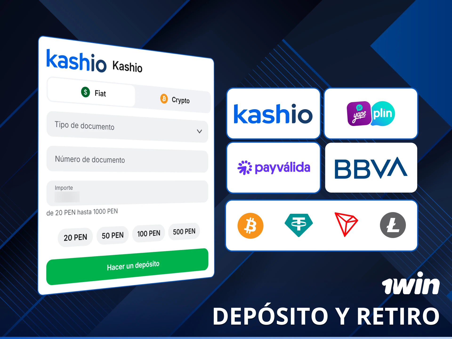 Consulta los métodos de depósito y retiro más populares en Perú con 1win.