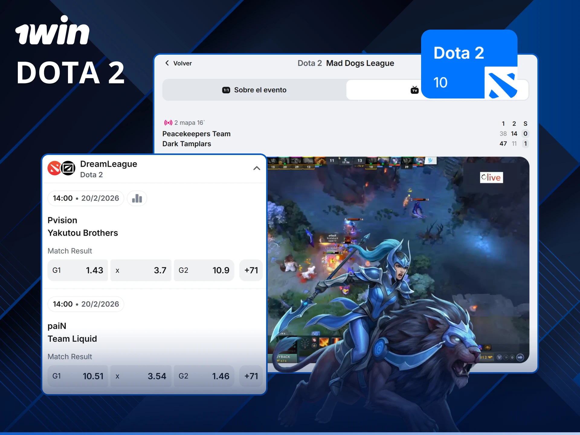 Realiza tus apuestas en los torneos más emocionantes de Dota 2 en 1win.