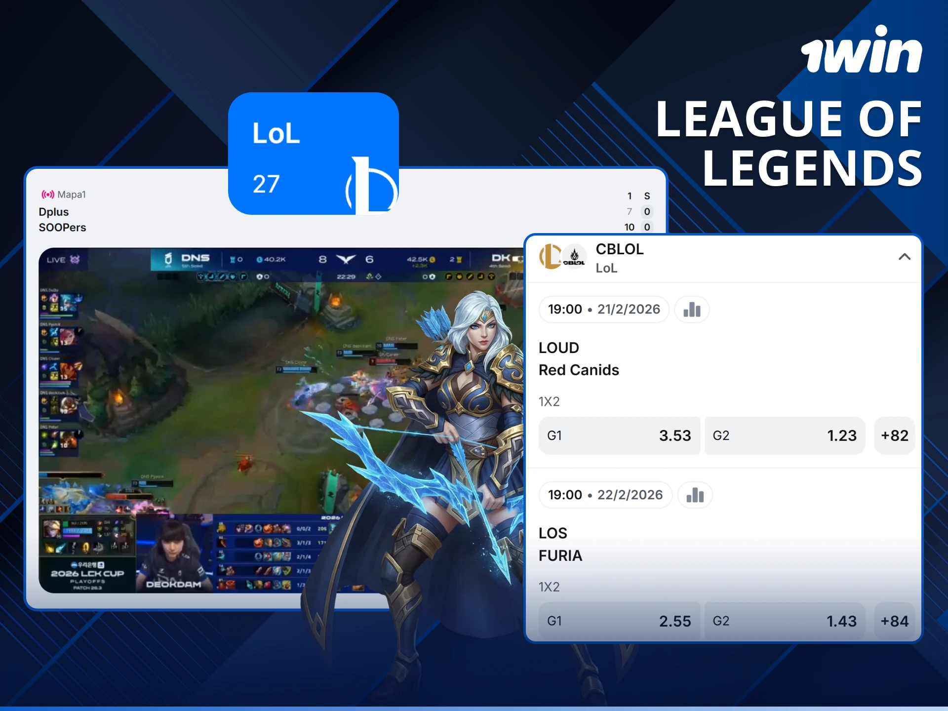 Apuesta por tus equipos favoritos de League of Legends con 1win Perú.