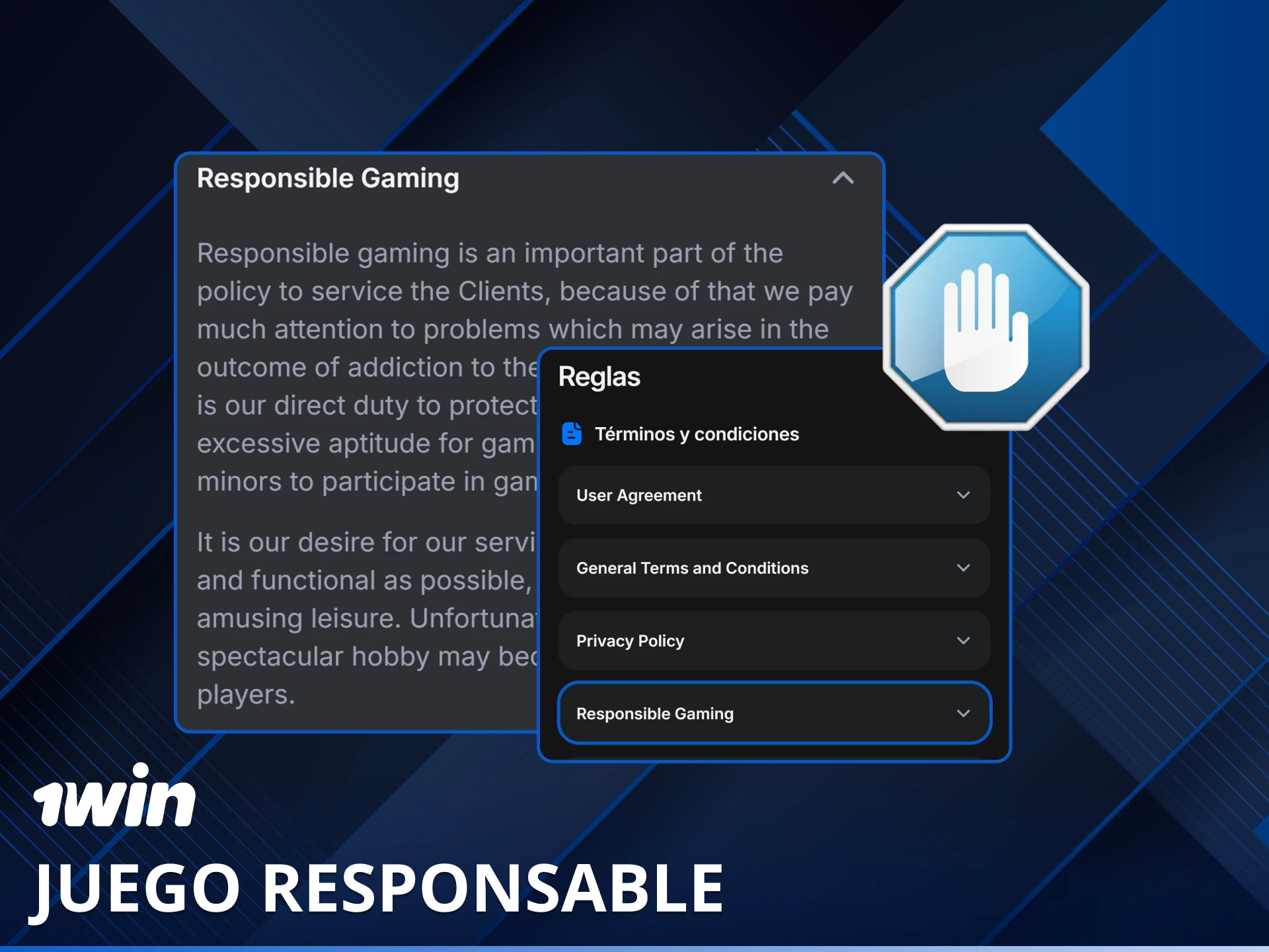 Aprende sobre las políticas de juego responsable que ofrece el sitio de 1win.