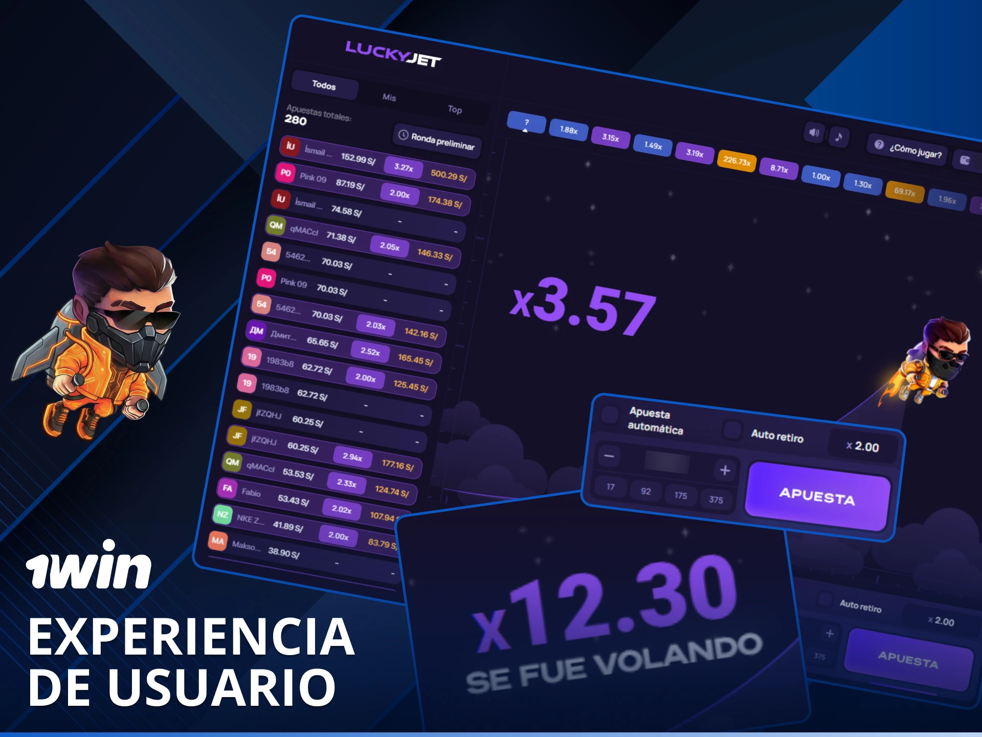 Conoce la excelente experiencia de usuario con 1win en el juego Lucky Jet en línea.