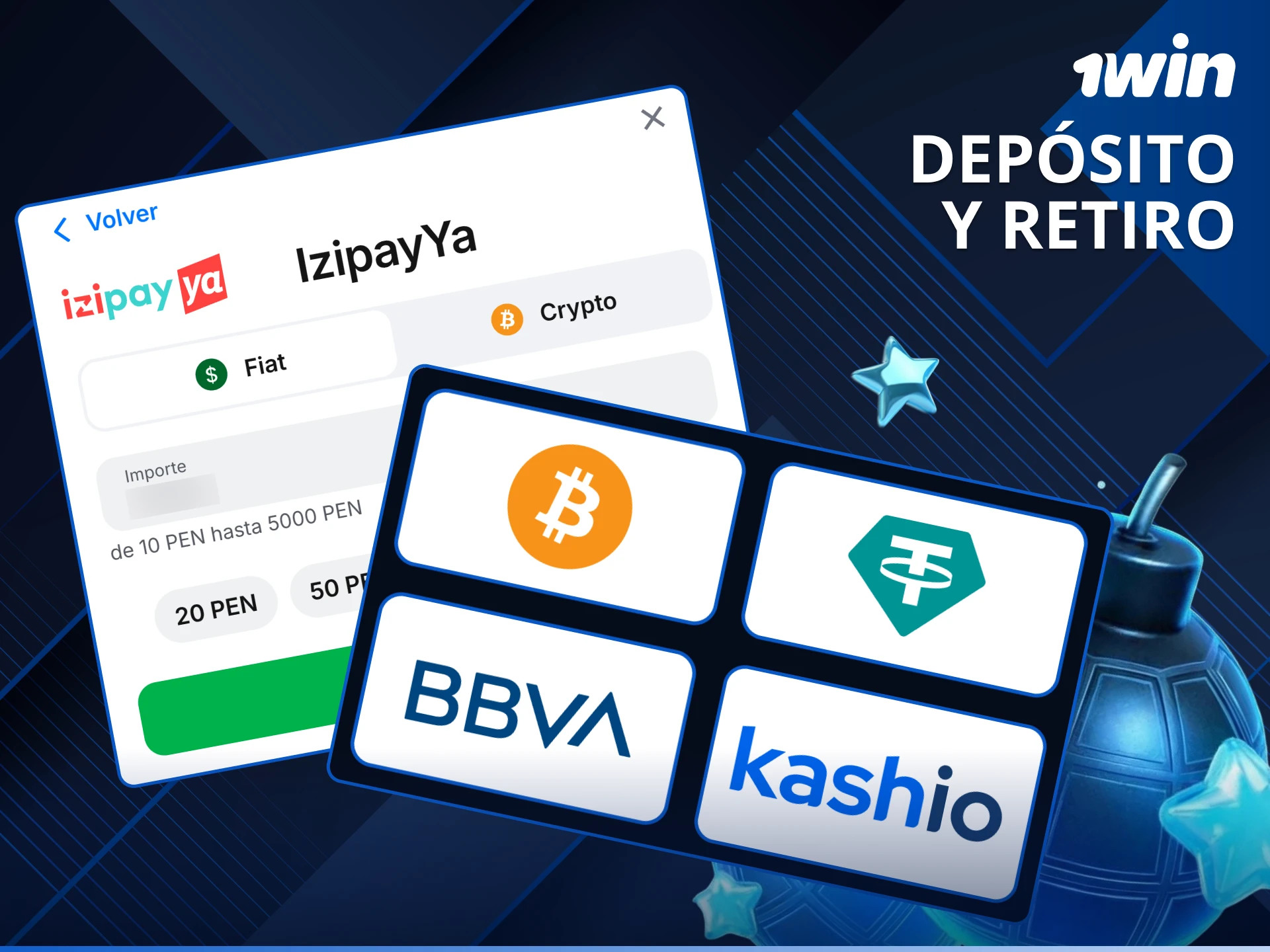Consulta los métodos de depósito y retiro para Mines en 1win más seguros en Perú.