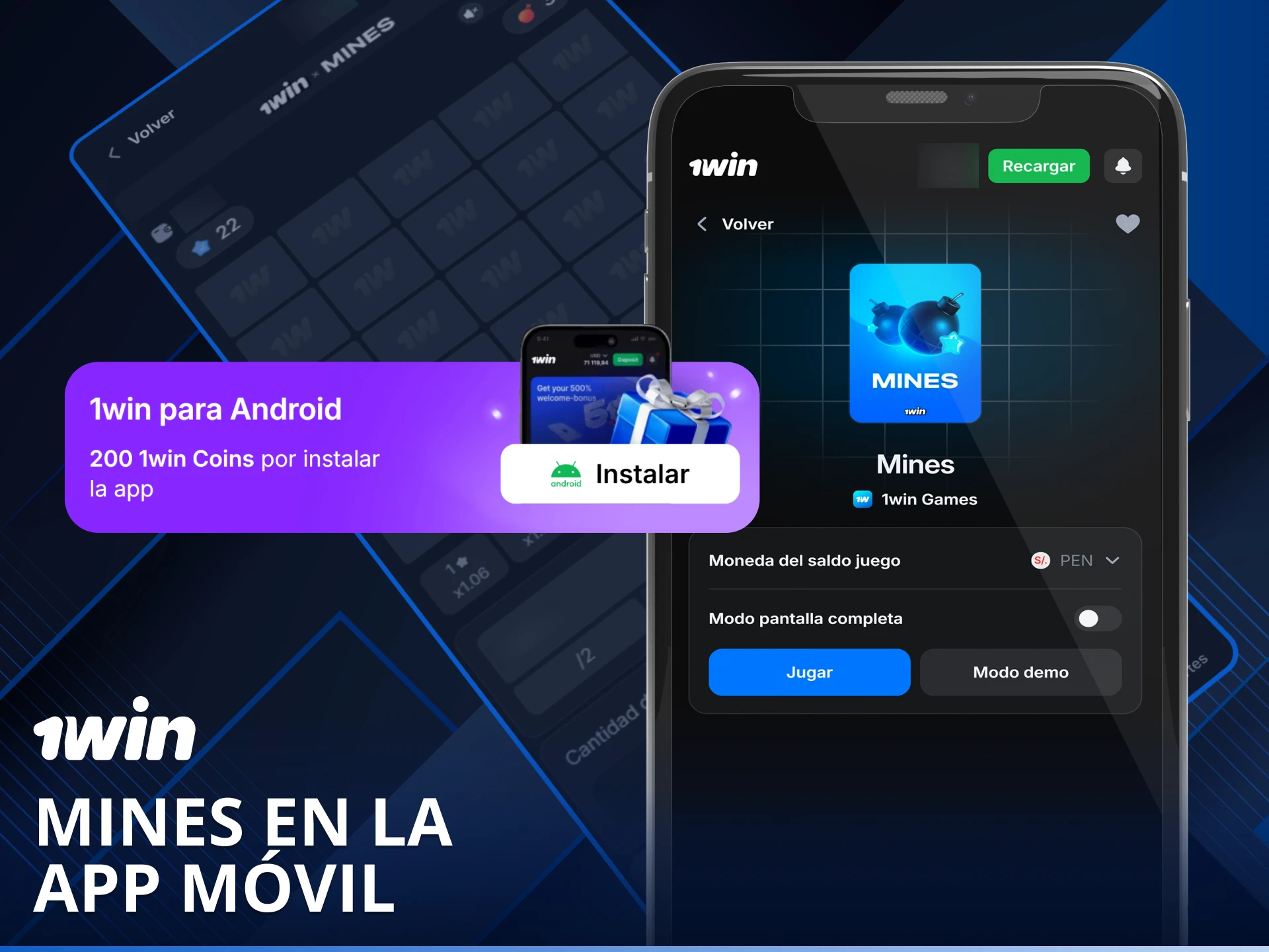 Disfruta de la emoción de jugar Mines en la app móvil de 1win con total fluidez.