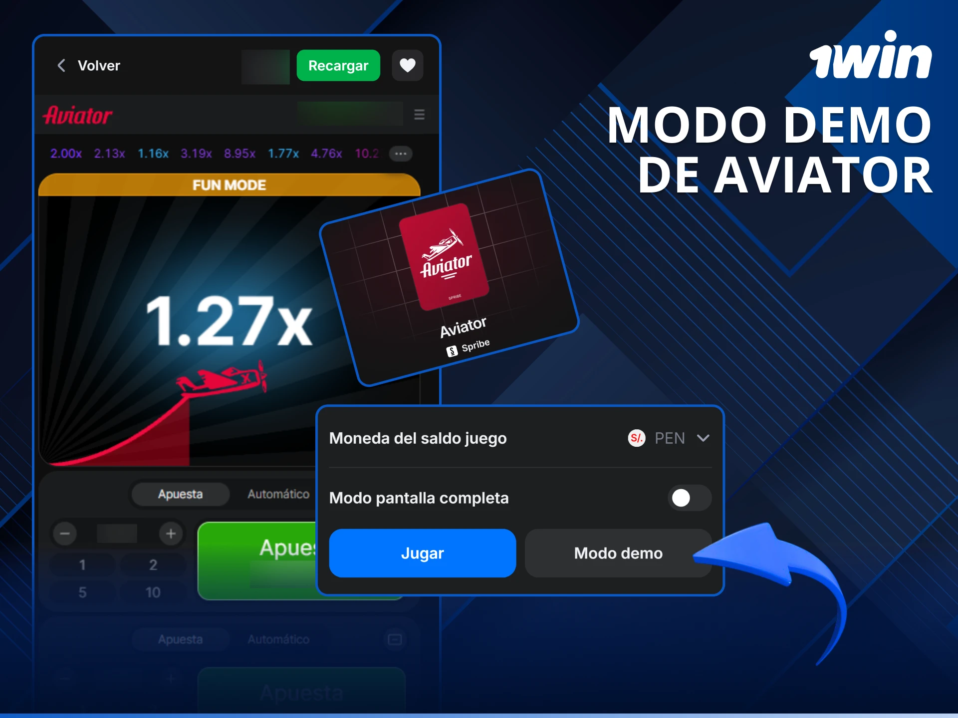 Prueba el modo demo de Aviator en 1win para practicar sin riesgo en Perú.