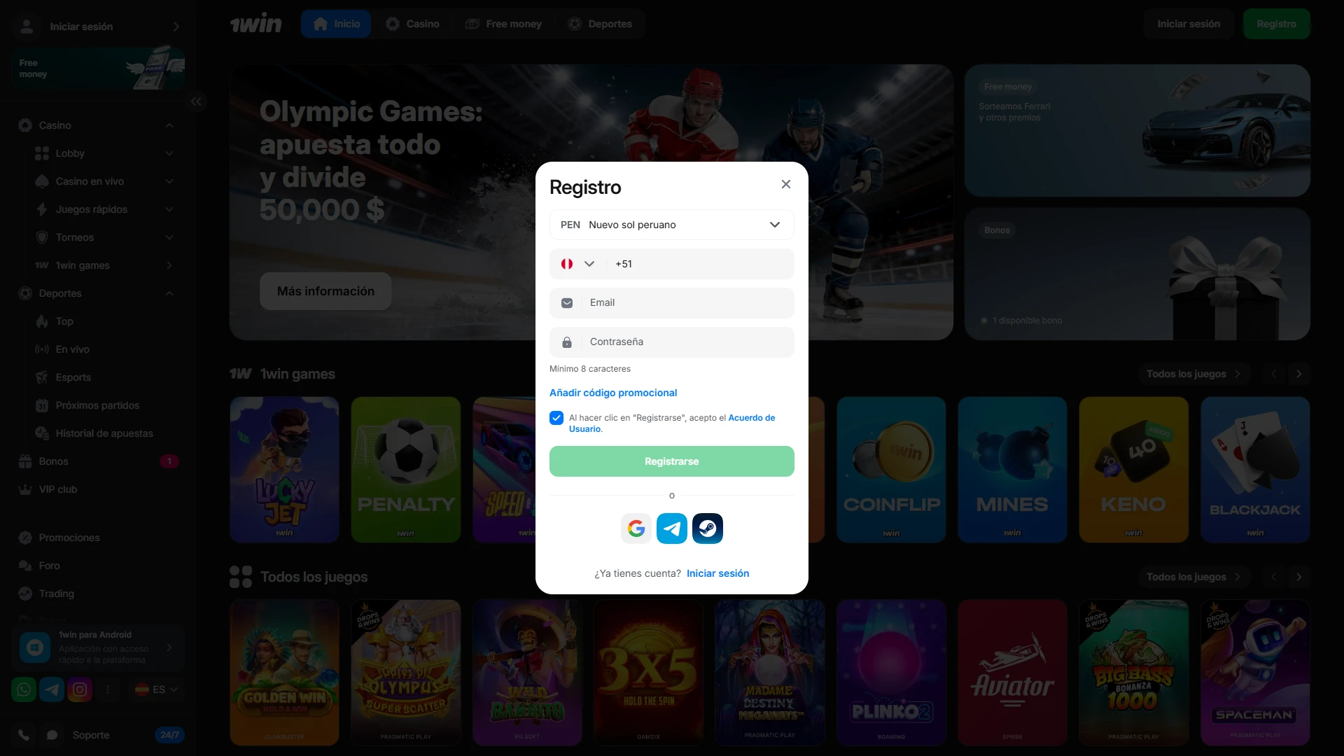 Complete su registro en 1win para comenzar a jugar y ganar hoy mismo.