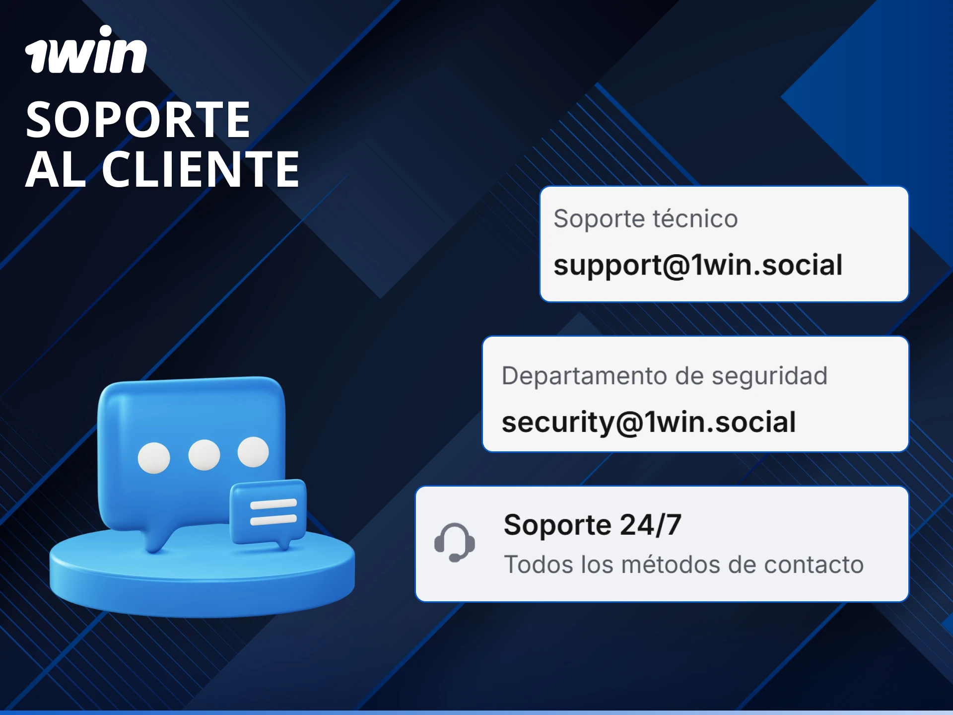 Contacta al soporte al cliente de 1win para recibir ayuda personalizada con tus cobros.