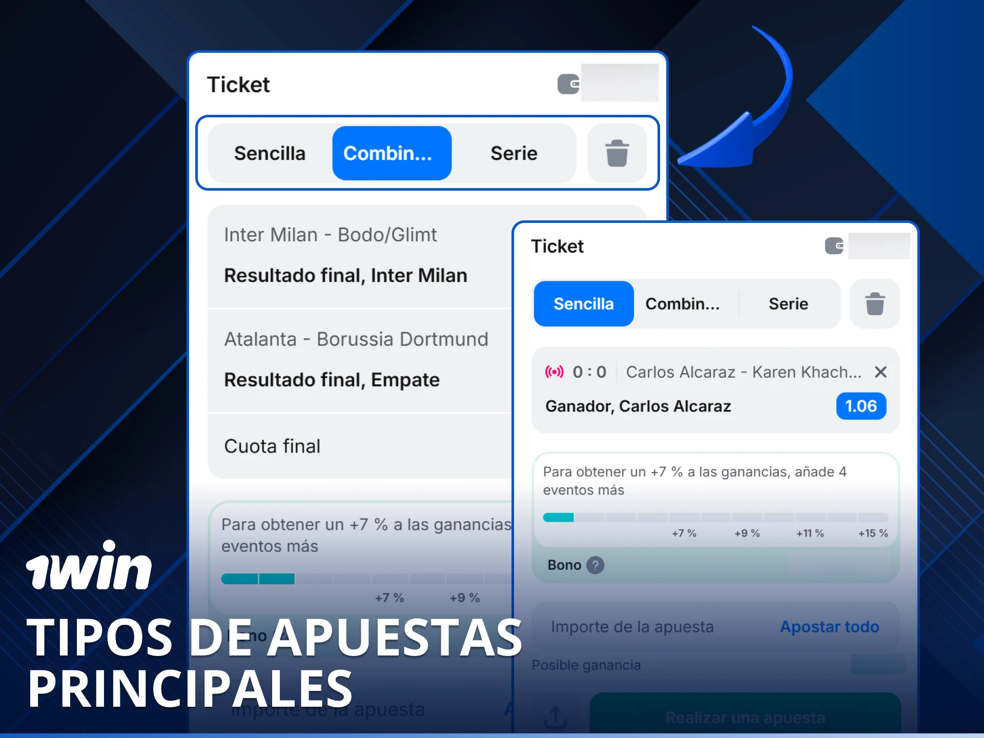 Aprende sobre los tipos de apuestas principales que puedes realizar en la plataforma.