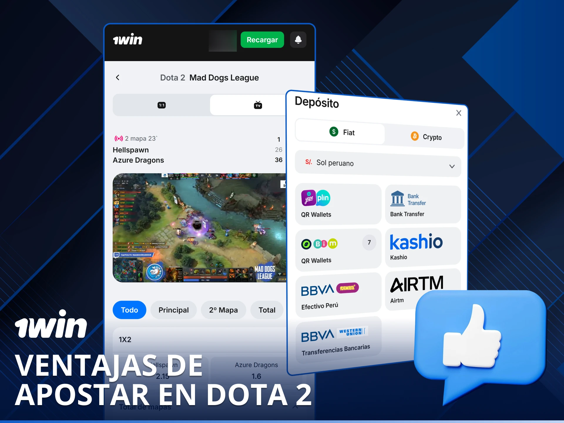 Conoce las ventajas de apostar en Dota 2 en 1win Perú, como cuotas altas y mercados variados.