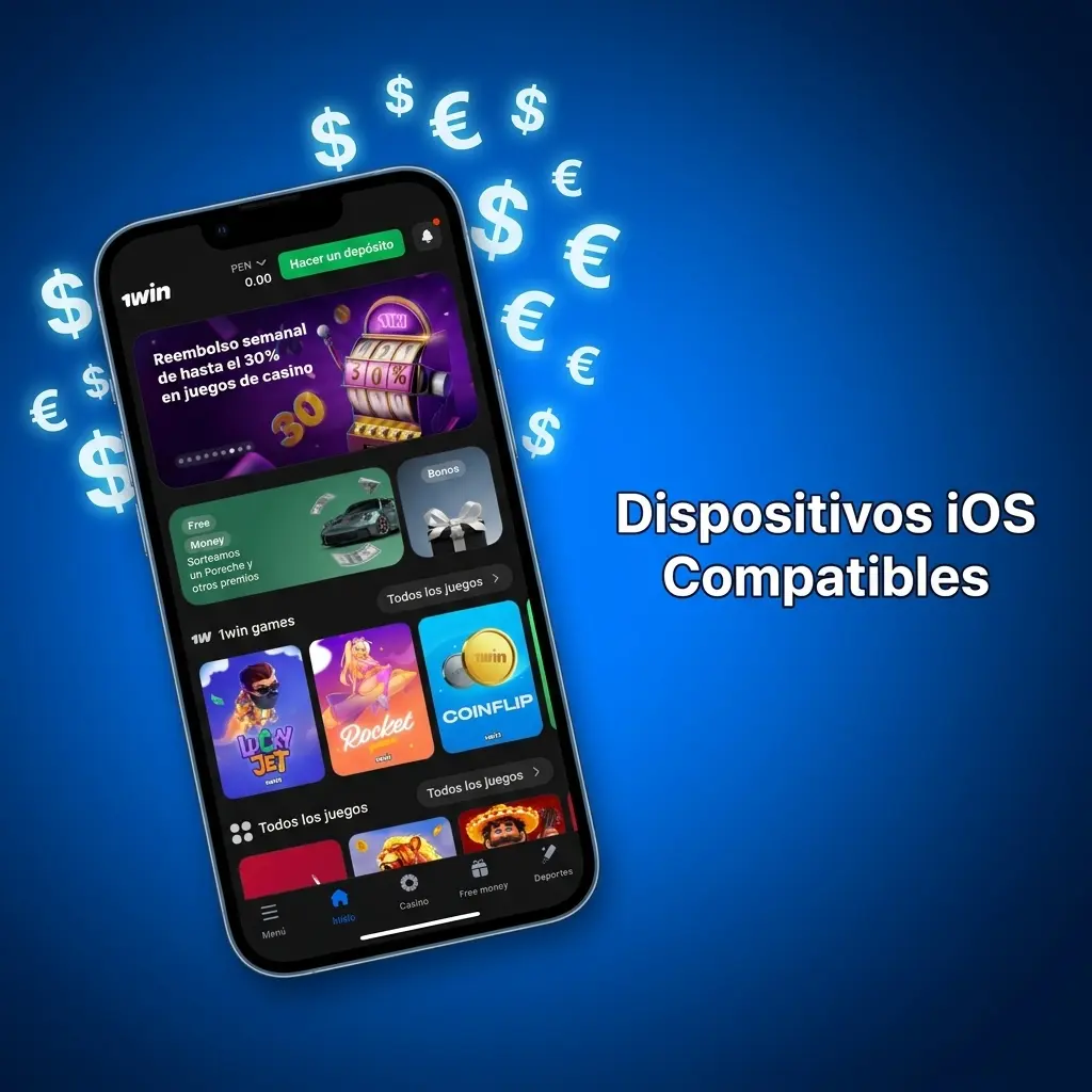 Lista de dispositivos iOS compatibles con la app 1win, desde iPhone X hasta iPhone 17 y modelos de iPad