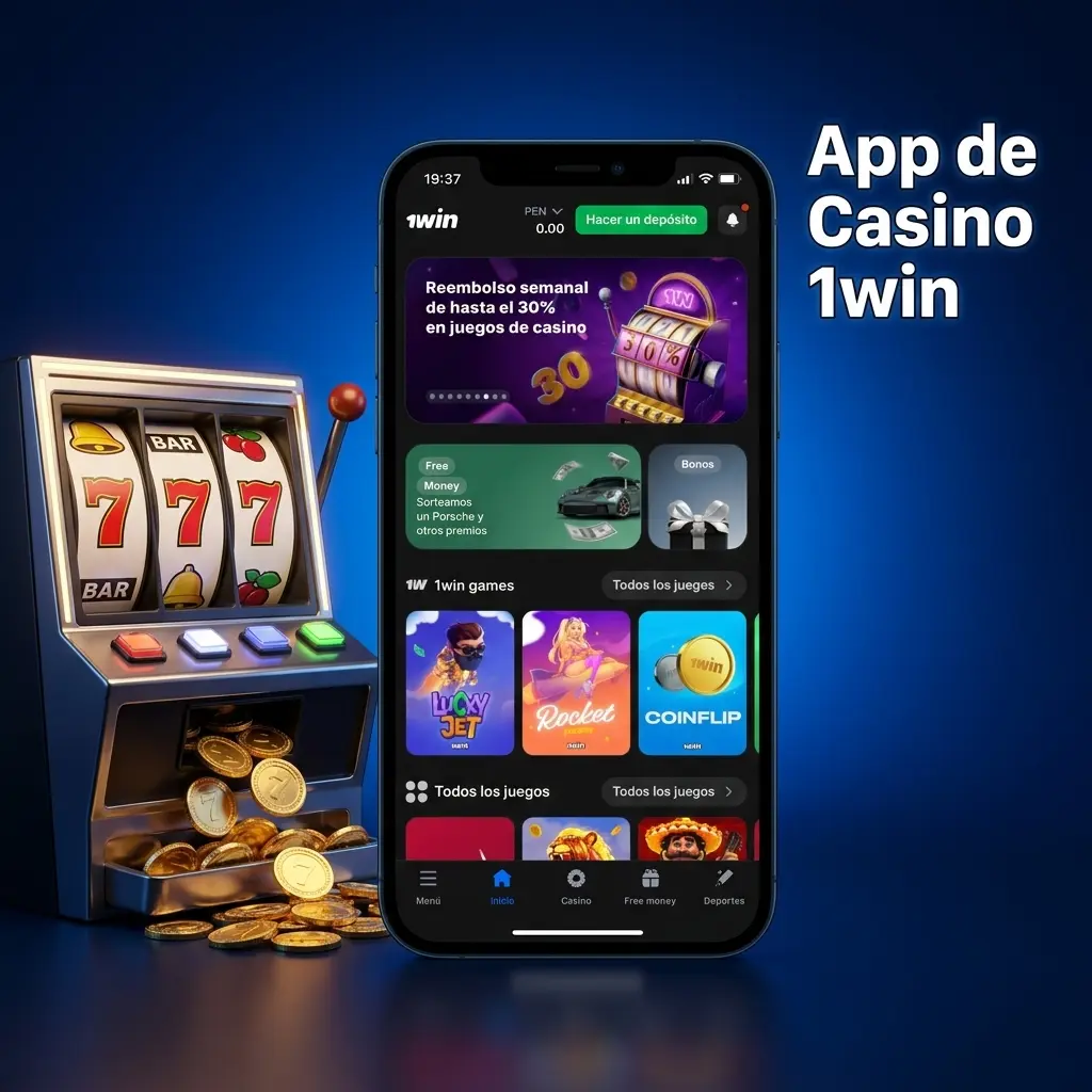 App de casino 1win con tragamonedas, ruleta, blackjack y casino en vivo con crupieres reales en alta calidad