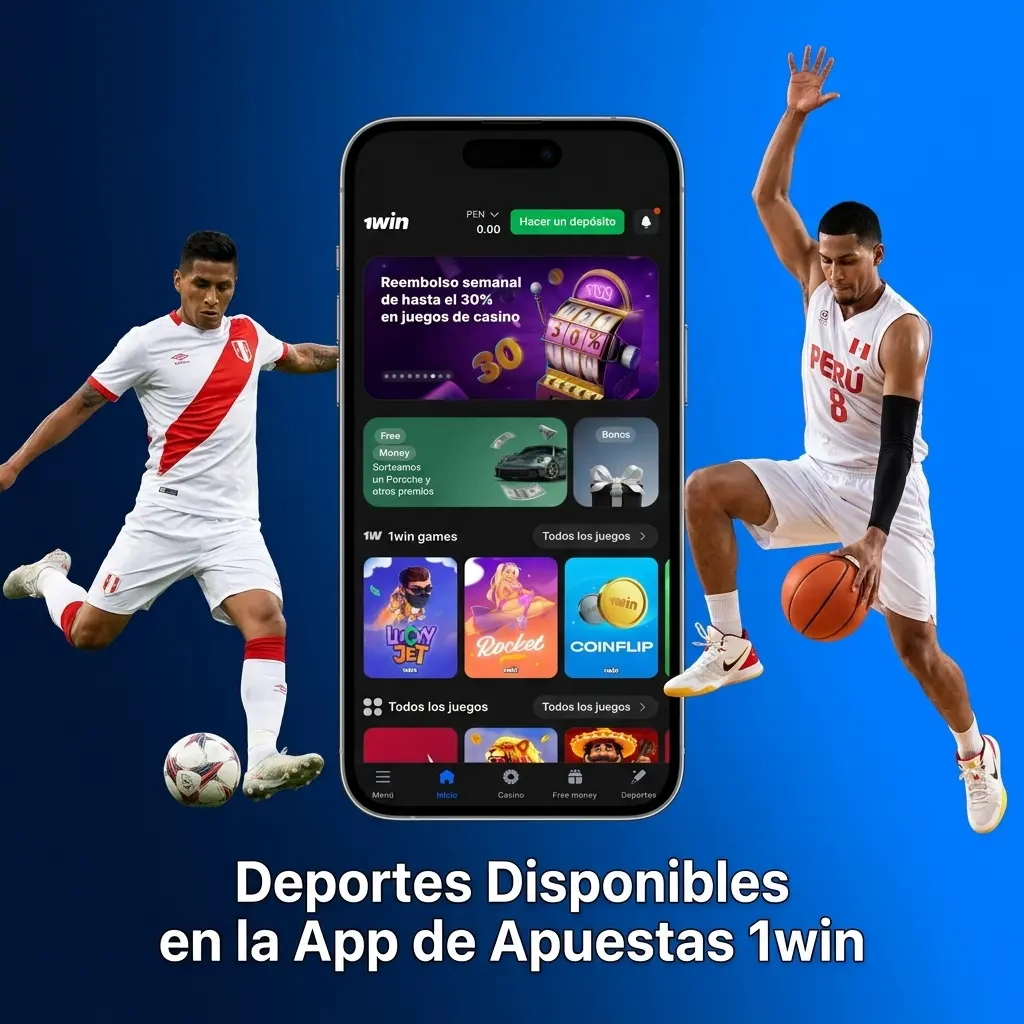 Deportes disponibles en la app 1win: fútbol, tenis, básquetbol, eSports y más para apostar en vivo o en línea.